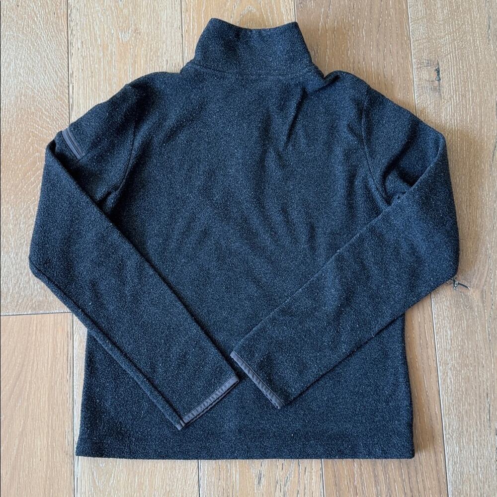 Y2K Abercrombie Quarter Zip Fleece Pullover Charcoal Gray Sleeve Pocket Size L - Picture 5 of 7